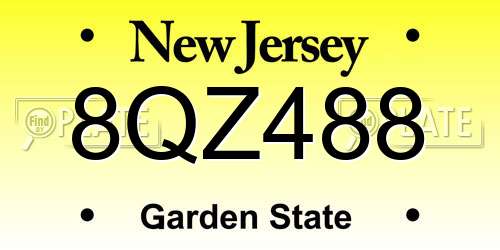 8QZ488 New Jersey License Plate