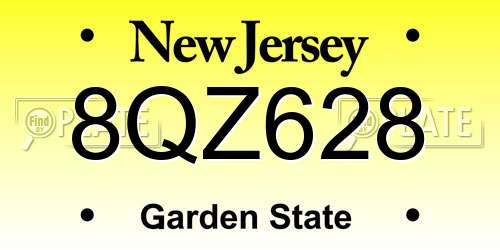8QZ628 New Jersey License Plate