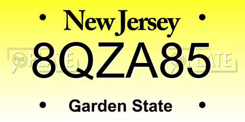 8QZA85 New Jersey License Plate
