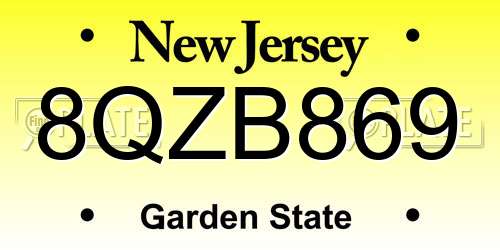 8QZB869 New Jersey License Plate