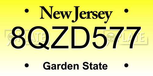 8QZD577 New Jersey License Plate