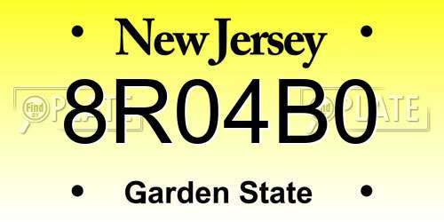 8R04B0 New Jersey License Plate