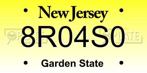 8R04S0 New Jersey License Plate