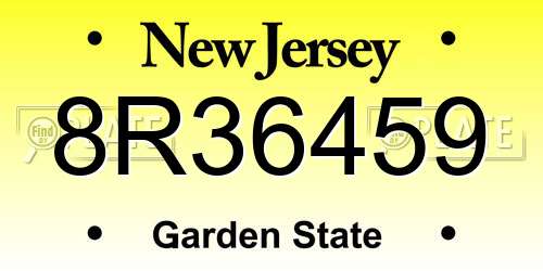 8R36459 New Jersey License Plate