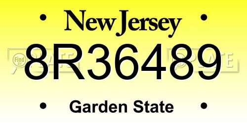 8R36489 New Jersey License Plate