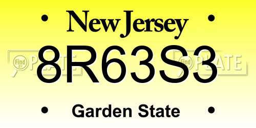 8R63S3 New Jersey License Plate