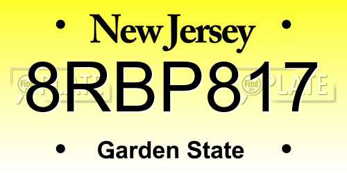 8RBP817 New Jersey License Plate