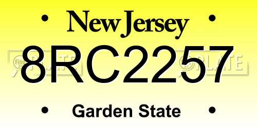 8RC2257 New Jersey License Plate