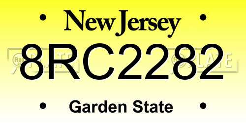 8RC2282 New Jersey License Plate