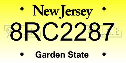 8RC2287 New Jersey License Plate