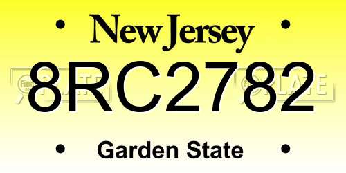 8RC2782 New Jersey License Plate