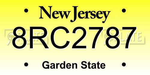 8RC2787 New Jersey License Plate