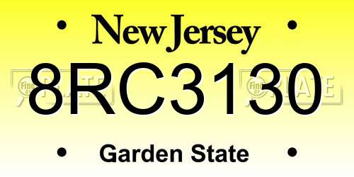 8RC3130 New Jersey License Plate