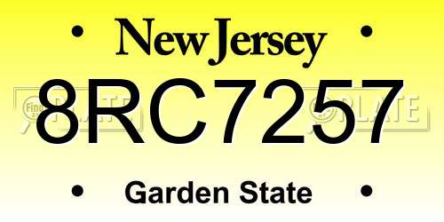 8RC7257 New Jersey License Plate