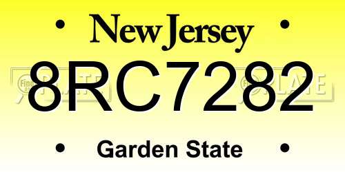 8RC7282 New Jersey License Plate