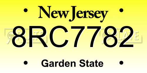 8RC7782 New Jersey License Plate