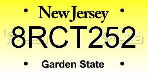 8RCT252 New Jersey License Plate