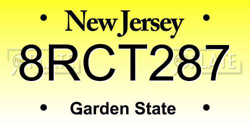 8RCT287 New Jersey License Plate