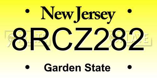 8RCZ282 New Jersey License Plate