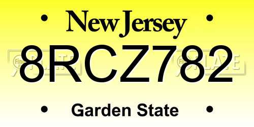 8RCZ782 New Jersey License Plate
