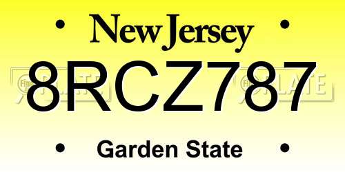 8RCZ787 New Jersey License Plate