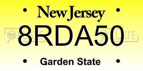 8RDA50 New Jersey License Plate
