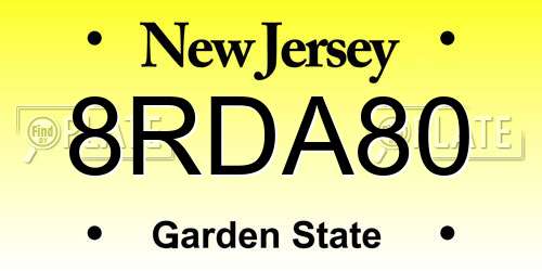 8RDA80 New Jersey License Plate