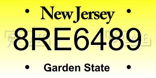 8RE6489 New Jersey License Plate
