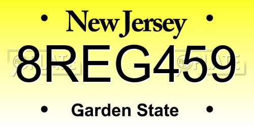 8REG459 New Jersey License Plate