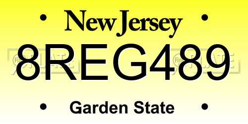 8REG489 New Jersey License Plate