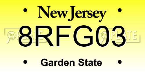 8RFG03 New Jersey License Plate