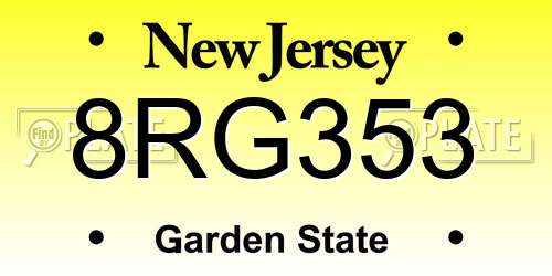 8RG353 New Jersey License Plate