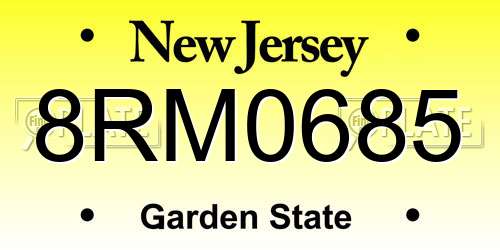 8RM0685 New Jersey License Plate