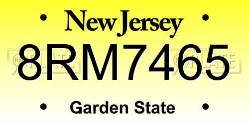 8RM7465 New Jersey License Plate