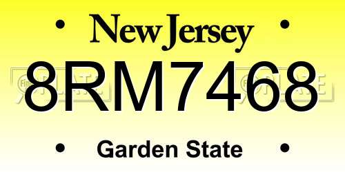 8RM7468 New Jersey License Plate