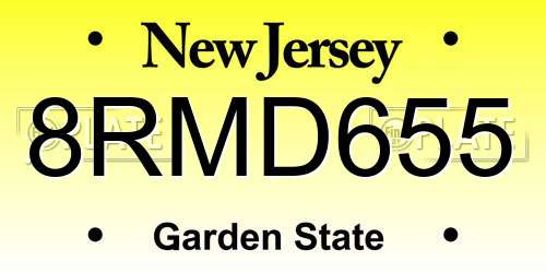 8RMD655 New Jersey License Plate