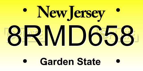 8RMD658 New Jersey License Plate