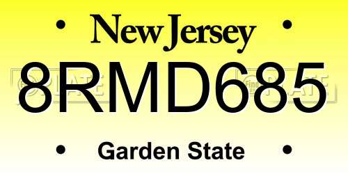8RMD685 New Jersey License Plate