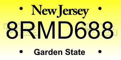 8RMD688 New Jersey License Plate