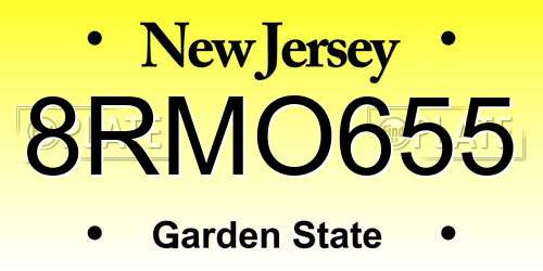 8RMO655 New Jersey License Plate