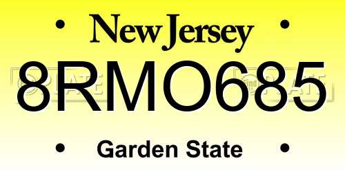 8RMO685 New Jersey License Plate