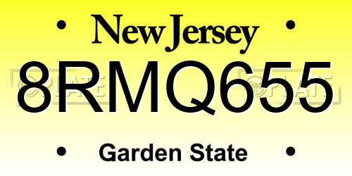 8RMQ655 New Jersey License Plate