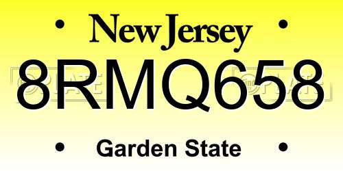 8RMQ658 New Jersey License Plate