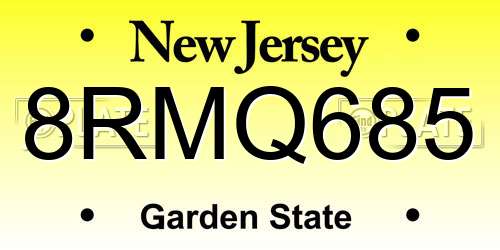 8RMQ685 New Jersey License Plate