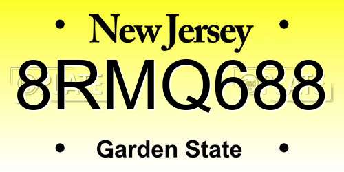 8RMQ688 New Jersey License Plate