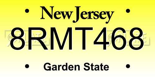 8RMT468 New Jersey License Plate