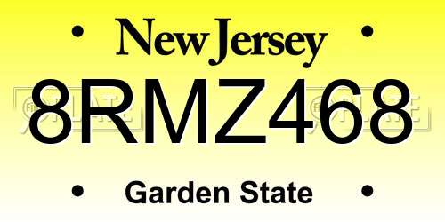 8RMZ468 New Jersey License Plate