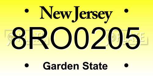8RO0205 New Jersey License Plate