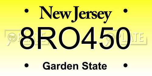 8RO450 New Jersey License Plate