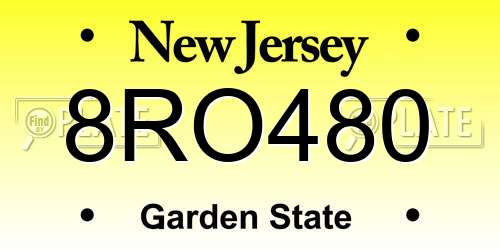 8RO480 New Jersey License Plate